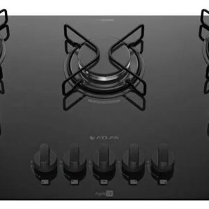 Cooktop 5 Bocas Atlas Agile Up com Mesa De Vidro A Gás Preto Bivolt