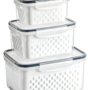 Kit 3 Organizadores Geladeira Alimentos Vegetais Com Tampas