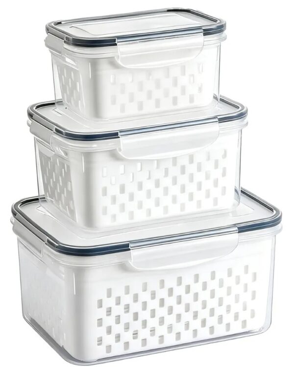 Kit 3 Organizadores Geladeira Alimentos Vegetais Com Tampas