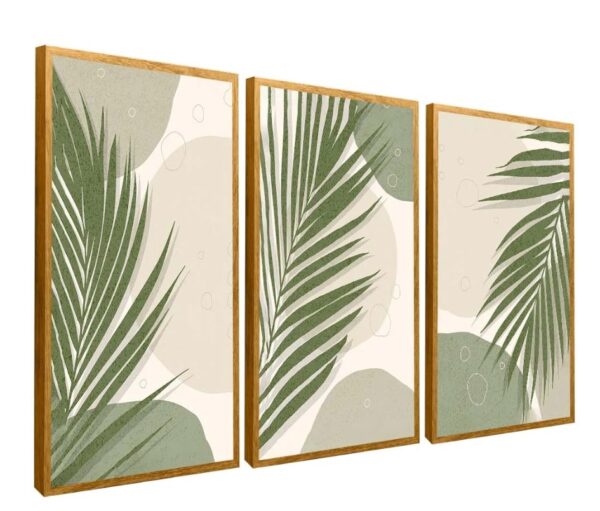 Quadros Decorativos 3 Peças Florais Verdes