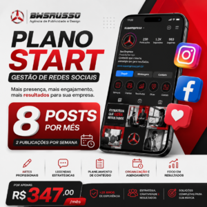 Plano Start BWS RUSSO – Gestão de Redes Sociais com 8 Posts por Mês